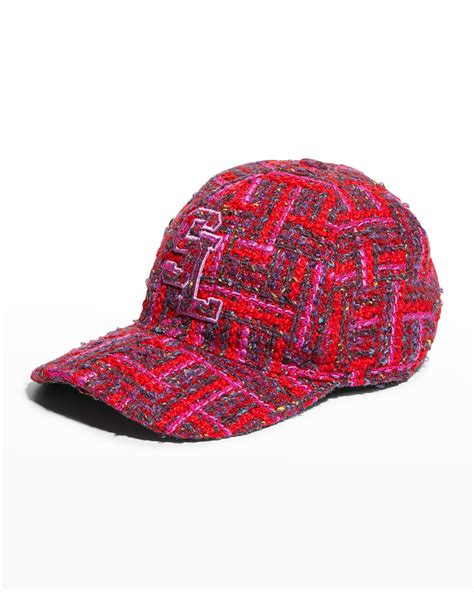 Saint Laurent SL Logo Multicolor Tweed Baseball Cap